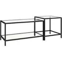 vidaXL 2-delige Salontafelset gehard glas transparant