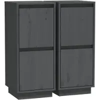 vidaXL Dressoirs 2 st 31,5x34x75 cm massief grenenhout grijs