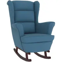 vidaXL Schommelstoel met oorleuning fluweel massief hout blauw
