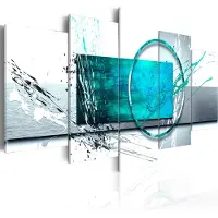 Karo-art Schilderij - Turquoise Expression, print op echt Italiaans canvas, 2 maten, voor woonkamer en slaapkamer