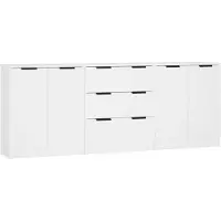 vidaXL 3-delige Dressoirs bewerkt hout wit