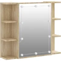 vidaXL Spiegelkast met LED-verlichting 70x16,5x60 cm sonoma eikenkleur