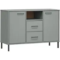 vidaXL Dressoir met metalen poten OSLO 113x40x77 cm grenenhout grijs