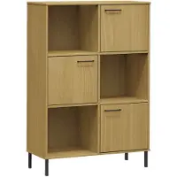vidaXL Boekenkast met metalen poten OSLO 90x35x128,5 cm hout bruin