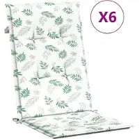 vidaXL Stoelkussens 6 st hoge rug bladpatroon stof