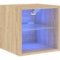 vidaXL Tv-wandmeubel met LED-verlichting 30x28,5x30 cm sonoma eiken
