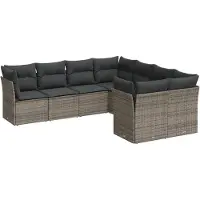 vidaXL 8-delige Loungeset met kussens poly rattan grijs