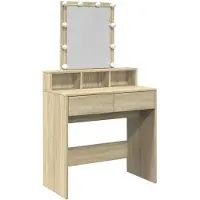 vidaXL Schminktafel met LED-verlichting, Sonoma-eikenhout, 80x41x144,5 cm