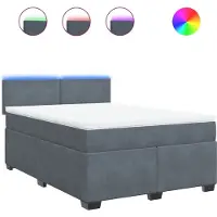 vidaXL Boxspring met matras fluweel donkergrijs 140x190 cm