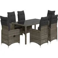 vidaXL 5-delige Bistroset met kussens poly rattan grijs