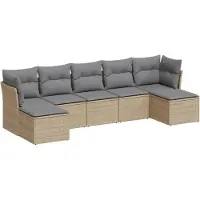 vidaXL 7-delige Loungeset met kussens poly rattan lichtgrijs