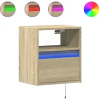 vidaXL Nachtkastjes met LED wandgemonteerd 2 st sonoma eikenkleurig
