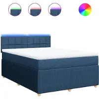 vidaXL Boxspring met matras stof blauw 140x200 cm
