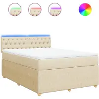 vidaXL Boxspring met matras stof crèmekleurig 160x200 cm