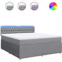 vidaXL Boxspring met matras stof lichtgrijs 180x200 cm