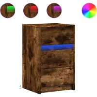 vidaXL nachtkastje met LED-verlichting bewerkt hout gerookt eikenkleur
