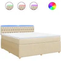 vidaXL Boxspring met matras stof crèmekleurig 180x200 cm