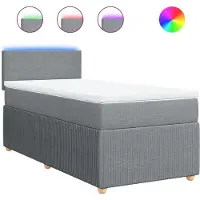 vidaXL Boxspring met matras stof lichtgrijs 80x200 cm