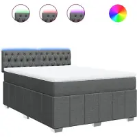 vidaXL Boxspring met matras stof donkergrijs 140x190 cm