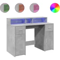 vidaXL Bureau met LED-verlichting 120x55x91 cm bewerkt hout betongrijs