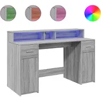 vidaXL Bureau met LED-verlichting 140x55x91 cm hout grijs sonoma eiken