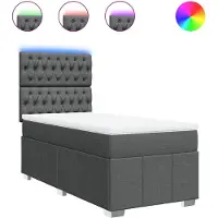 vidaXL Boxspring met matras stof donkergrijs 80x200 cm