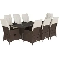 vidaXL 9-delige Tuinset met kussens poly rattan bruin