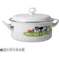 Gerimport Braadpan stoofpan met deksel Ø 24cm gegoten aluminium geglazuurd geschikt voor alle warmtebronnen 4,6 L