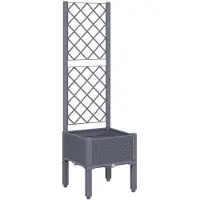 vidaXL Plantenbak met latwerk 40x40x142 cm polypropeen blauwgrijs