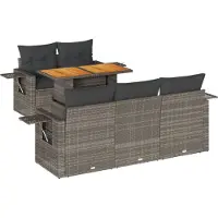 vidaXL 6-delige tuinmeubelset met kussens, grijs, polyrotan