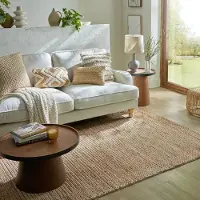 Flycarpets Laagpolig vloerkleed Drew Braid Kader - Handgeweven - Naturel 200 x 290 cm