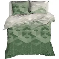 Satin d'or Kiton Dekbedovertrek - Lits-jumeaux - 240x200/220 cm - Jade/Forestgreen
