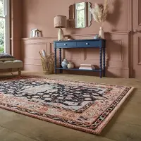 Flycarpets Laagpolig vloerkleed Blossom - Klassiek - Roze / Zwart 160 x 230 cm