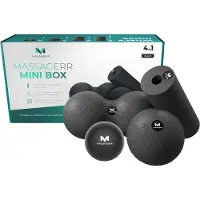 Massagerr Mini Box – Massage Bal, Duo Massagebal & Mini Foam Roller – Massage Roller – Fascia - Fitness - Triggerpoint Massage Set – Incl. Stressbal - Zwart