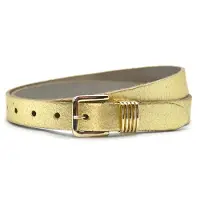 Take It Leren Riem 2.5 cm Metallic Goud