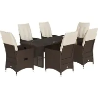 vidaXL 7-delige Tuinset met kussens poly rattan bruin