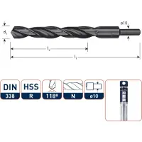 Rotec HSS-R Spiraalboor DIN 338, type N, Ø12,0 mm. S=Ø10