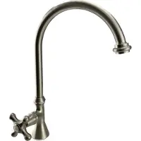 Pb klassieke fonteinkraan met sterknop koud water met hoge ronde uitloop RVS 1208953276