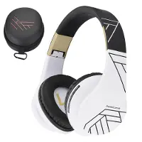 PowerLocus P2 - Draadloze Over-Ear Koptelefoon Inklapbaar - Bluetooth Hoofdtelefoon - Met microfoon – Headphone - Micro SD mode – Incl. Carry Case - Zwart/Wit