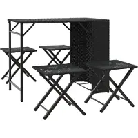 vidaXL 5-delige Tuinset inklapbaar poly rattan zwart