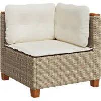 vidaXL Tuinhoekbank met kussens poly rattan beige