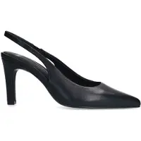 Manfield Zwarte leren slingbacks | Maat 41