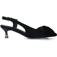 Manfield Zwarte velours slingbacks met strik | Maat 37