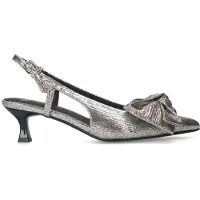 Manfield Zilveren glitter slingbacks met strik | Maat 38