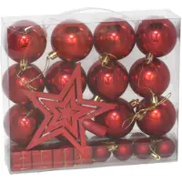 Gerimport Kerstballen en ornamenten -29x - rood kunststof - Kerstbal