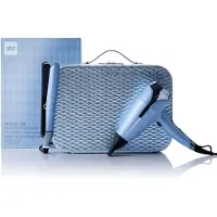 GHD Iced Luxe Collection chronos en helios Limited Edition Deluxe stijltang en föhn Icy Blue haarstylingset Haarstyling set 1 st