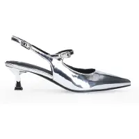 Manfield Zilveren lak slingbacks | Maat 38