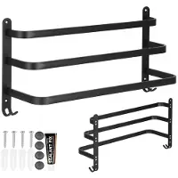 Springos Handdoekrek - Handdoekrek Badkamer - 49 cm - Zwart