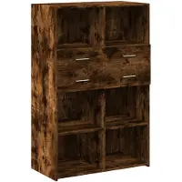 vidaXL Hoge kast 80x42,5x124 cm bewerkt hout gerookt eikenkleurig