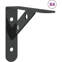 vidaXL Plankdragers 4 st 15x2,5x11,5 cm roestvrijstaal zwart